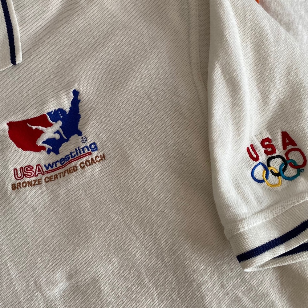 STYLO Super Soft USA Wrestling White Polo Shirt